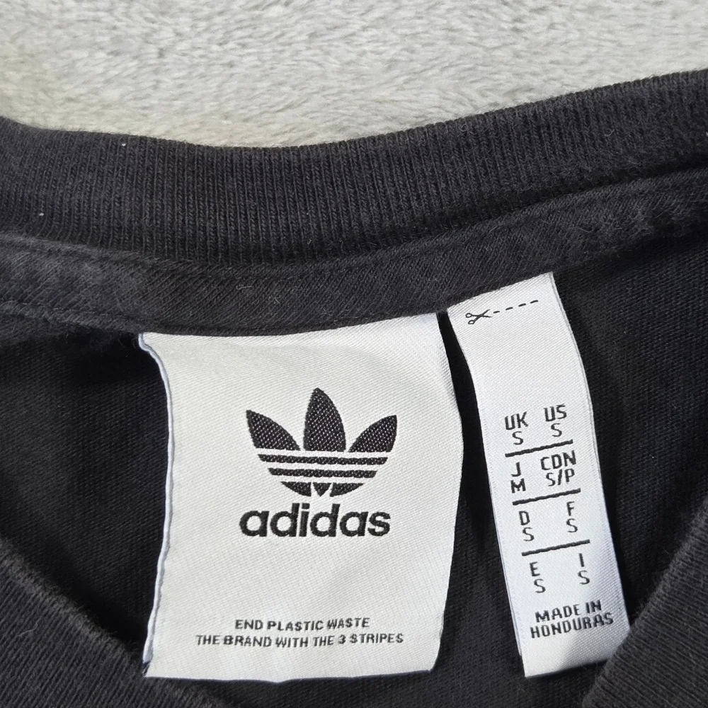 Adidas Originals Trefoil Graphic T-Shirt Mens Small Black White Logo Tee Cotton